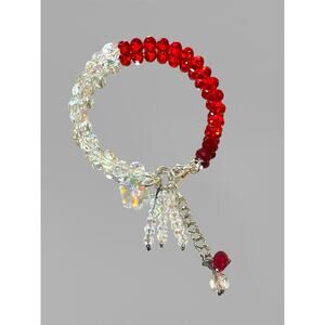 Red Swarovski Beaded Charm Bracelet